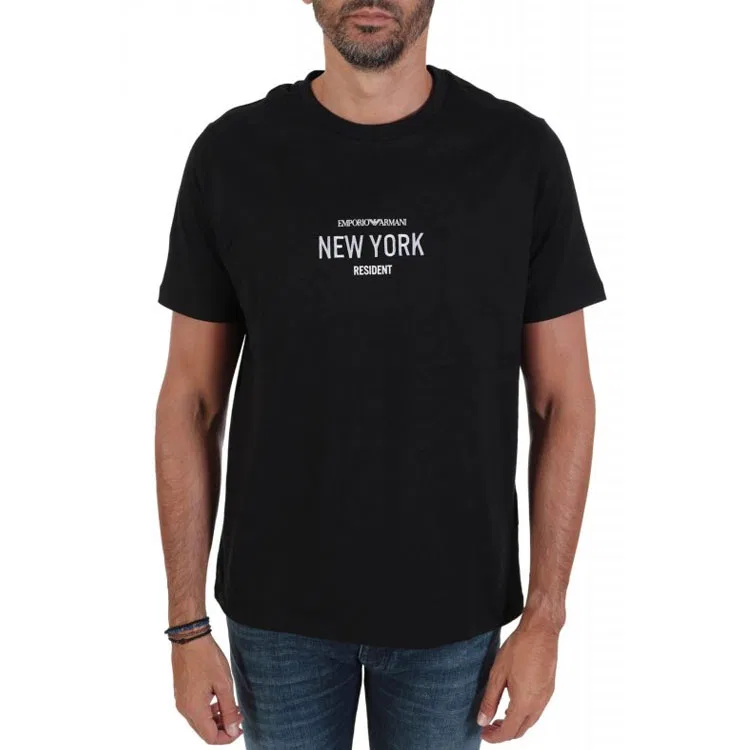 Футболка с круглым вырезом, прямая посадка, Emporio Armani, Black — фото 3