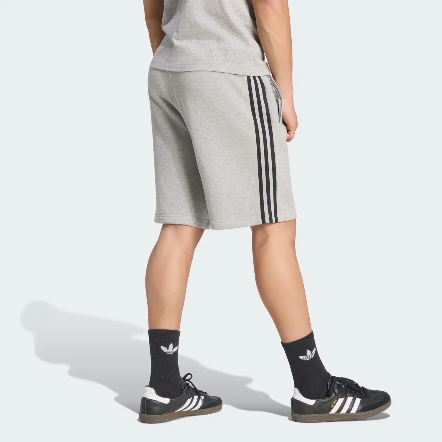 Мужские шорты с кулиской 3-Stripes Adidas Originals, серый меланж/черный — фото 3