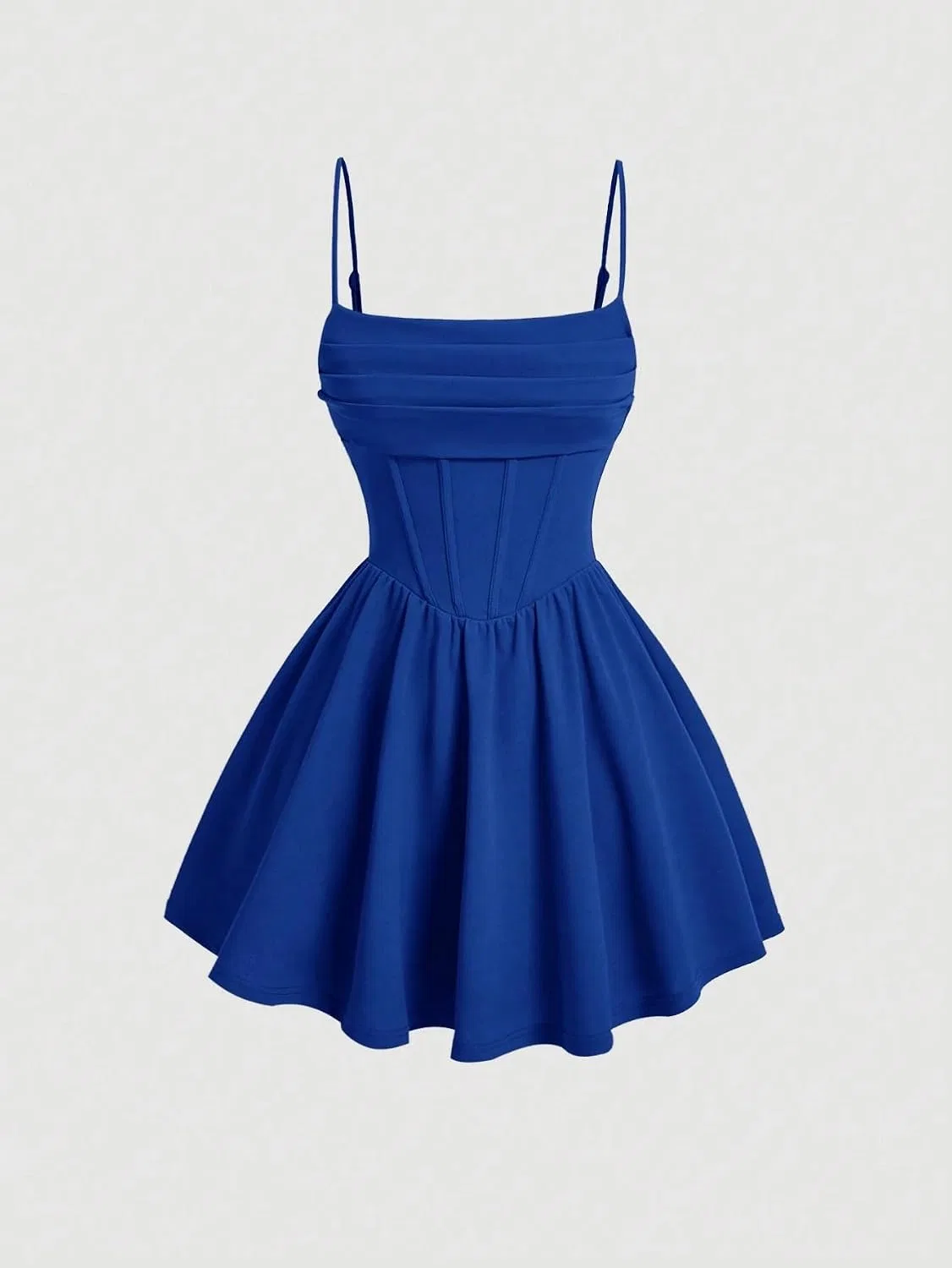 Женское короткое платье на бретелях с разрезом, Royal Blue — фото 4