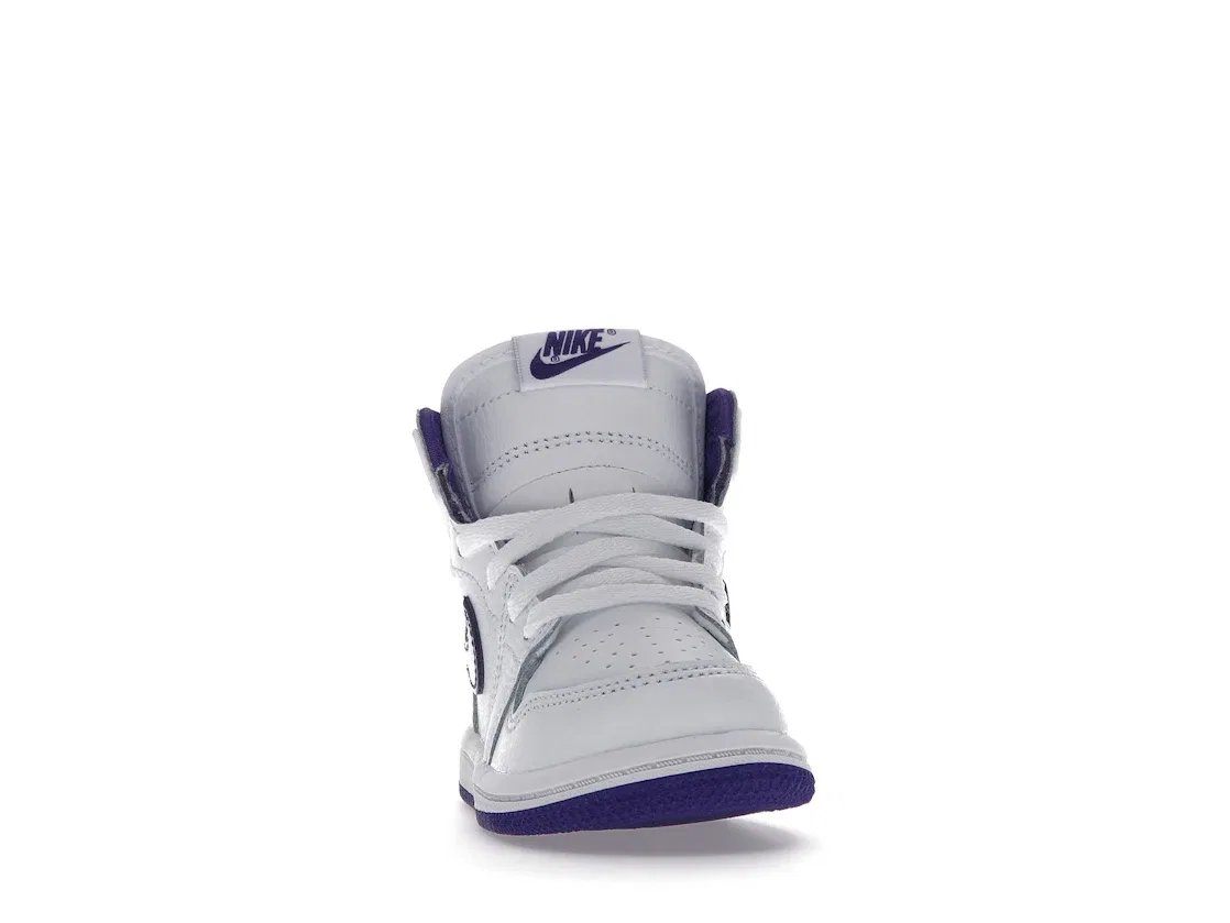 Детские кроссовки высокие Court Purple Jordan 1 Retro High Jordan, White/Court Purple — фото 2