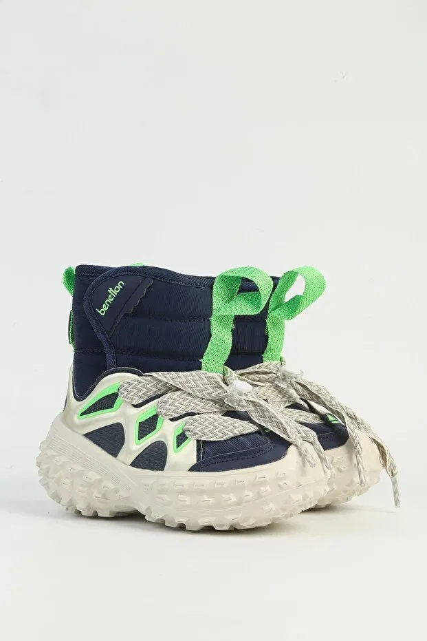 Детские ботинки для девочек на шнуровке Benetton, Navy Blue — фото 2