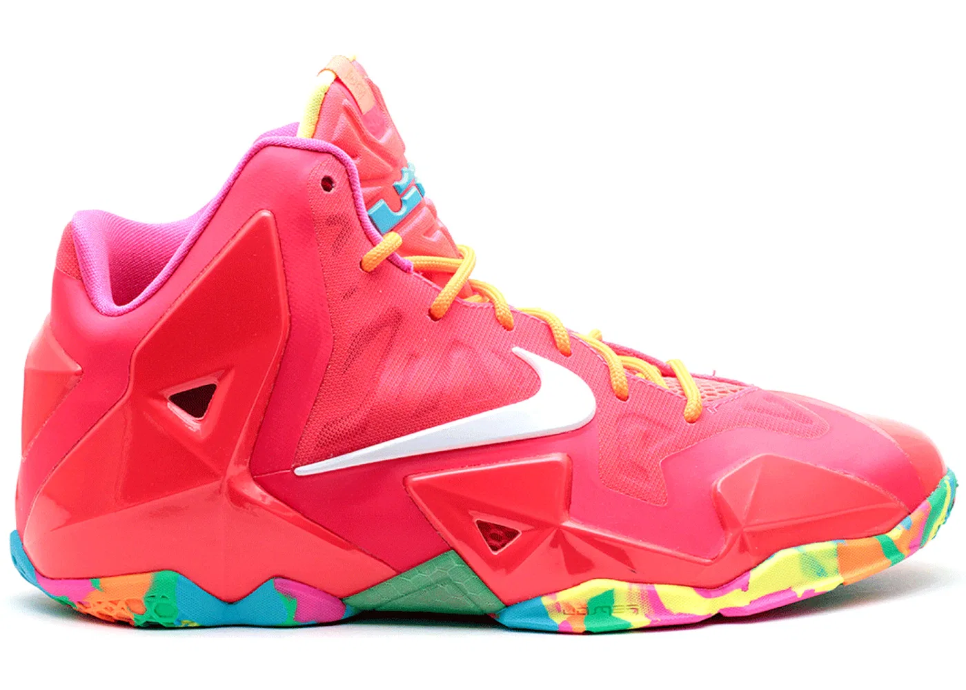 Детские кроссовки для мальчиков с высокой посадкой Nike LeBron 11 Nike, Laser Crimson/White-Pink Flash-Total Orange