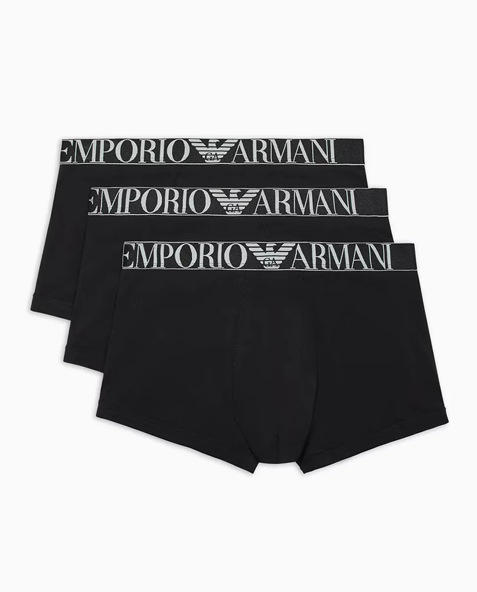 

Комплект из трех мужских хлопковых боксеров Armani, черный