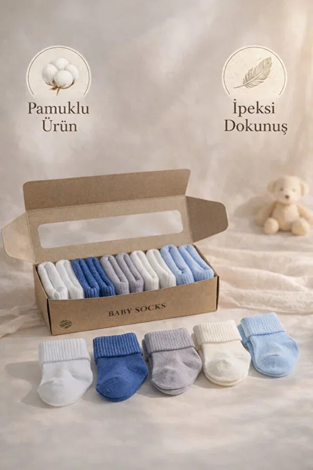 Детские носки для новорожденных хлопковые 5 пар Organic Cotton Socks Hobins Sportswear & Company, Navy Blue — фото 2