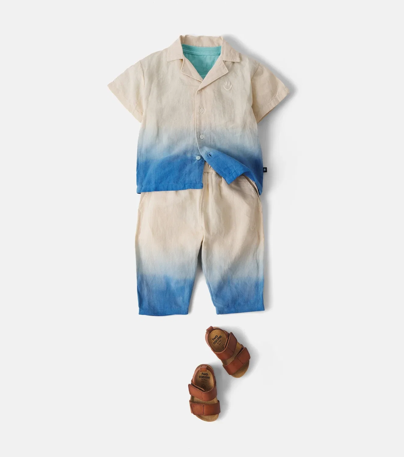 Комплект рубашки и брюк из льна и хлопка Baby Eyou and Sois Molo, синий — фото 2