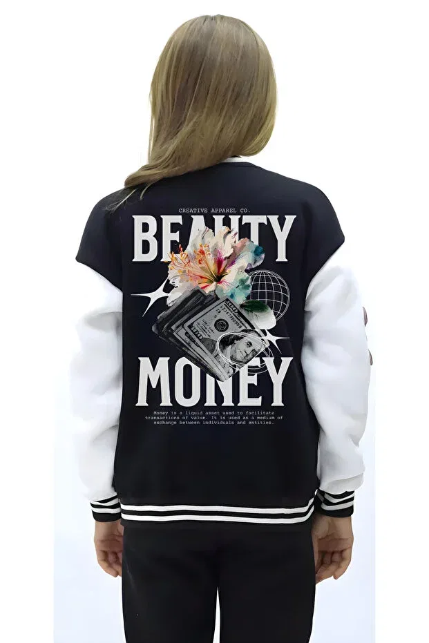 Детская куртка для девочек с принтом College Jacket Edizen, Black — фото 3