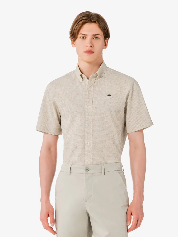 Рубашка с коротким рукавом из льняной смесовой ткани LACOSTE, Beige