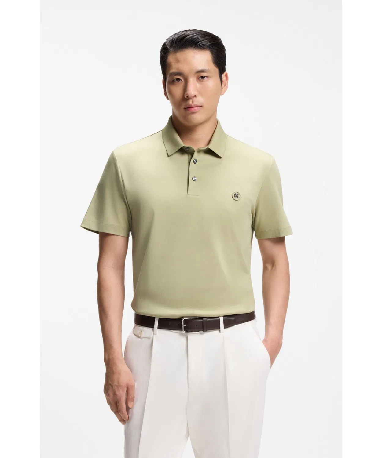 Мужская поло с коротким рукавом Double B Monogram BOSS, Khaki