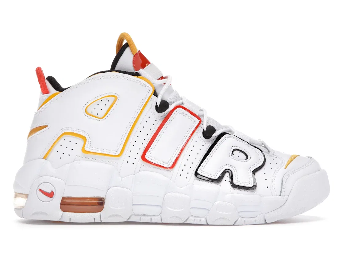 Детские кроссовки с перфорацией Nike Air More Uptempo Nike, White/Orange-Yellow-Black