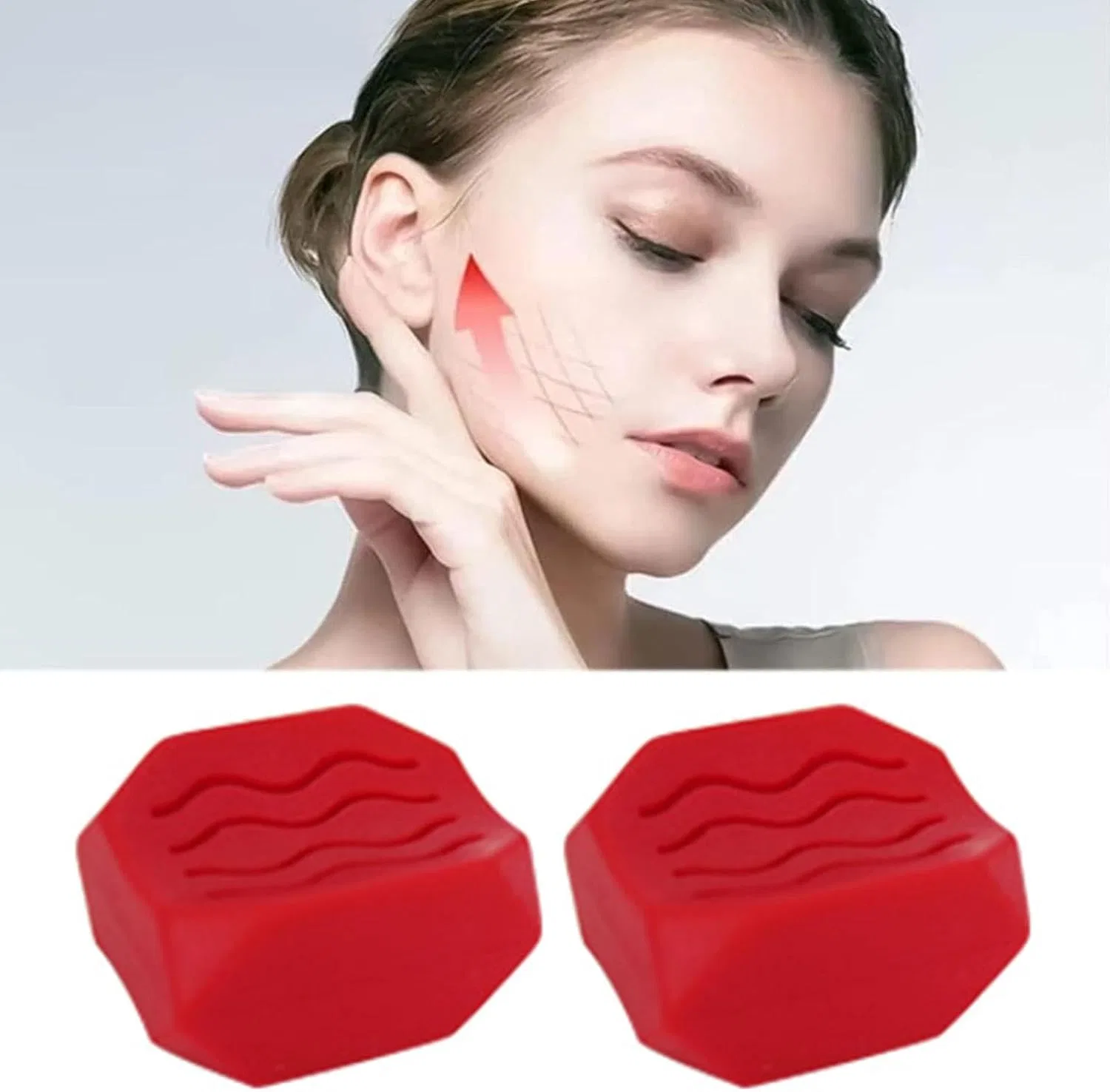 Тренажер для лица из силикона, набор 2 шт, 50 lbs, Medium Red Generisch — фото 2