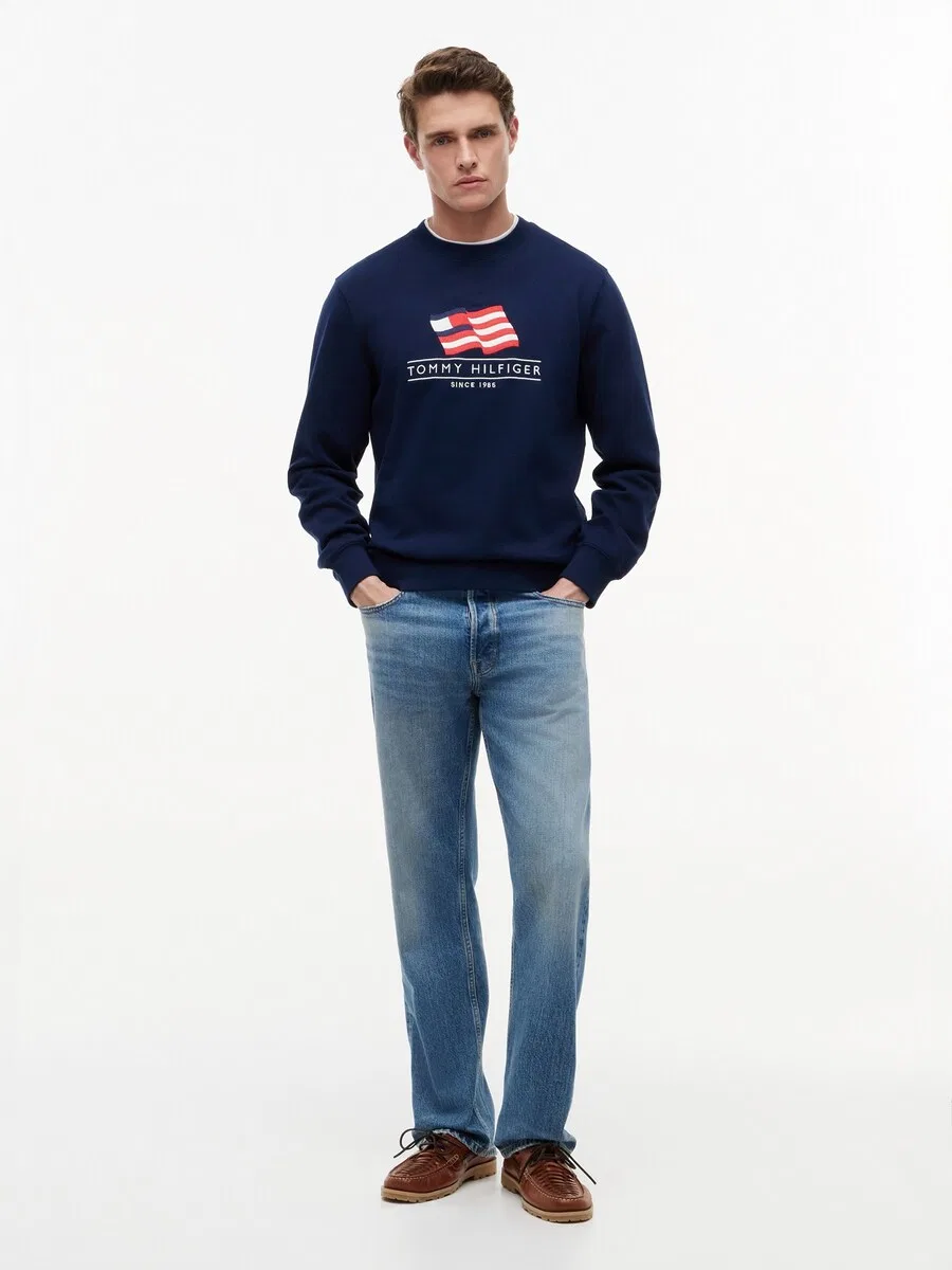 Толстовка TOMMY HILFIGER "Флаг" синего цвета — фото 4