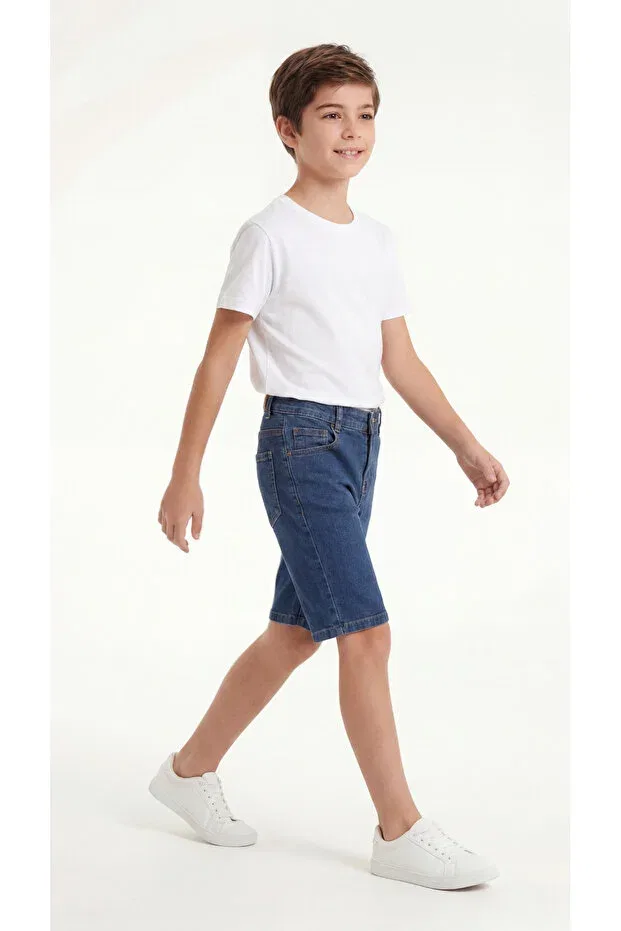 Детские шорты для мальчиков джинсовые Basic boy's denim shorts Mışıl Kids, Navy Blue — фото 3