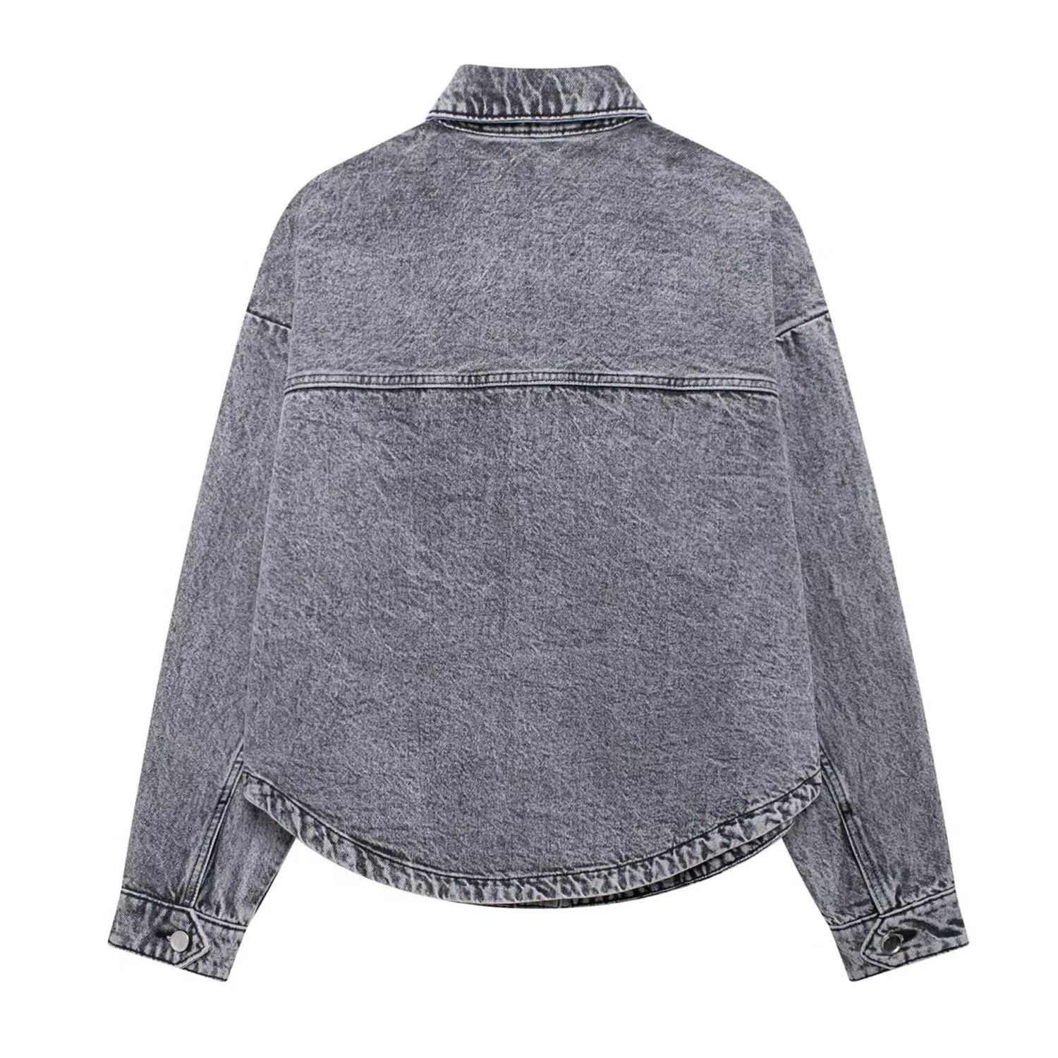 Женская джинсовая куртка oversize с длинным рукавом, Grigio — фото 4