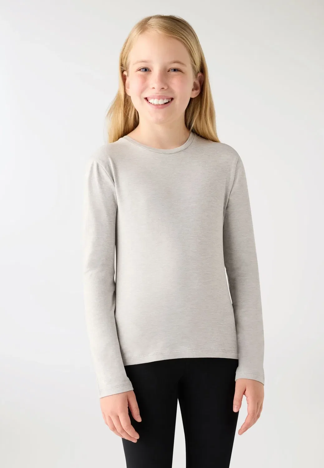 Pack 3 t-shirt a manica lunga tinta unita - long sleeved top Terranova, Grigio Chiaro Melange — фото 2