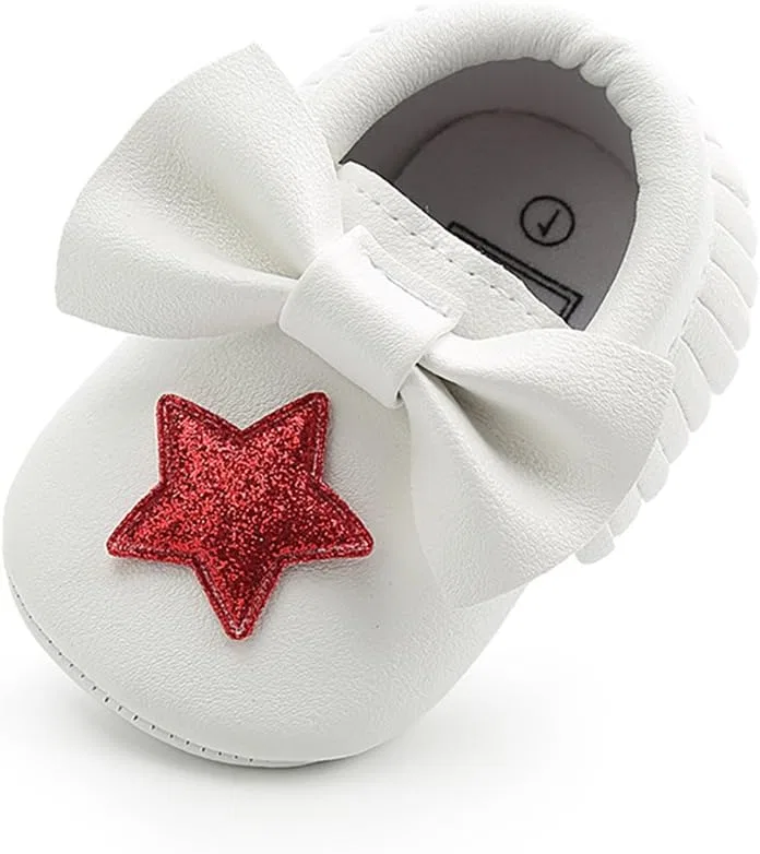 Детские туфли Мэри Джейн с бантом для девочек Shiny Star Walking Moccasin lakiolins, Red Star — фото 2