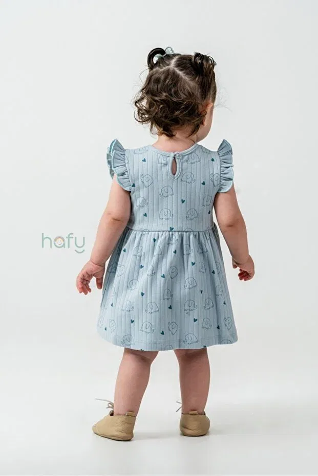 Детское платье для девочек с принтом Ruffled Hafy Baby, Blue — фото 4
