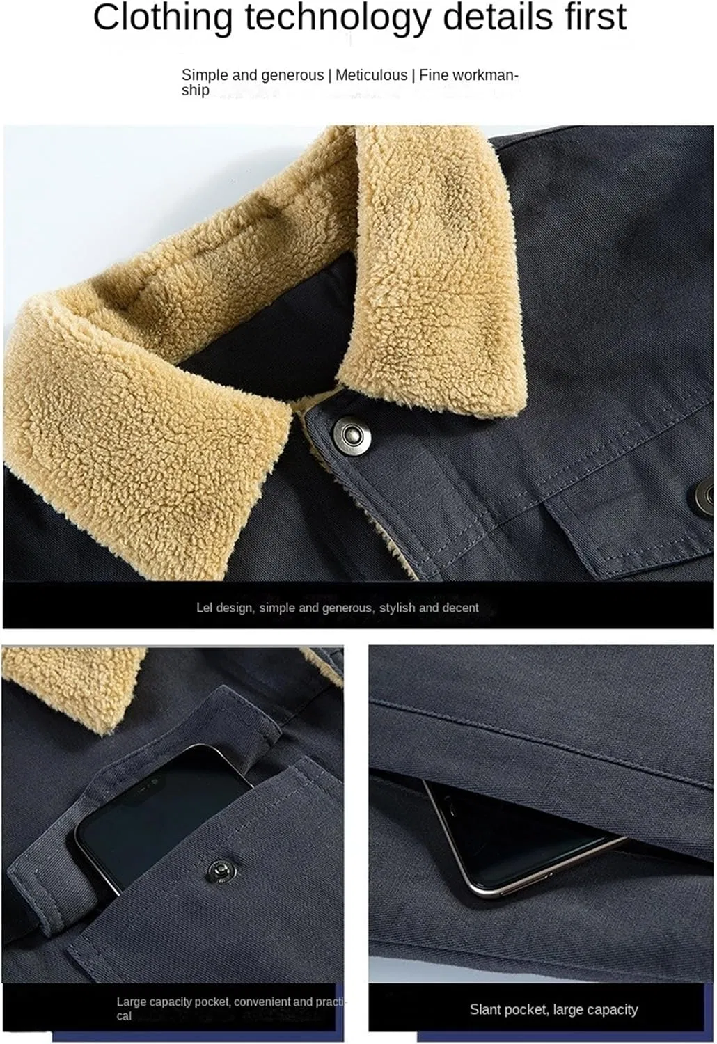 Мужское утепленное пальто с флисовой подкладкой, Vintage Coats, чёрный — фото 2