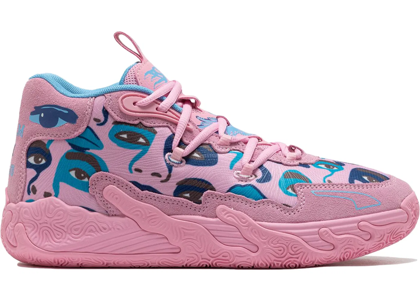 Детские кроссовки для мальчиков с принтом Puma LaMelo Ball MB.03 KidSuper Puma, Pink Lilac/Team Light Blue