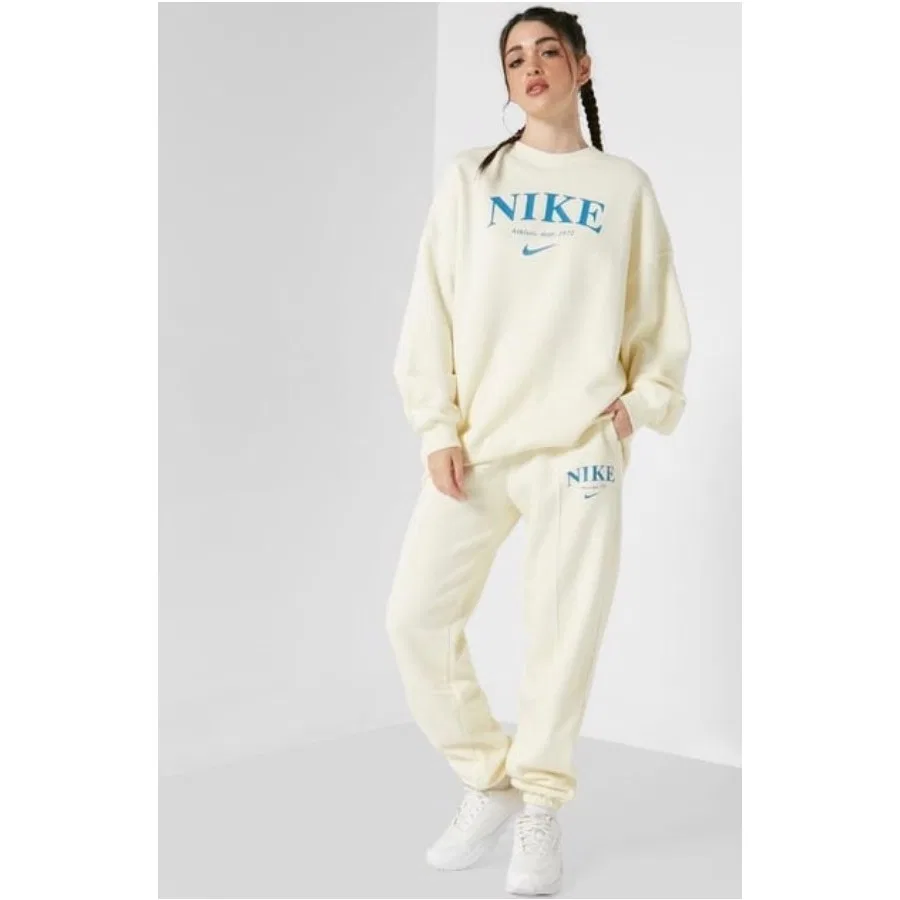 Спортивные штаны с высокой посадкой с защипами Nike Sportswear Essentials Collection DQ5384-113, Кремовый — фото 3