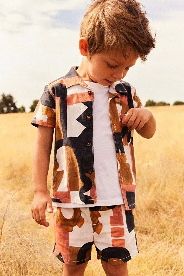 Детский комплект для новорожденных хлопковый Bronze Brown Cotton Shirt Shorts Set Next Baby, Brown
