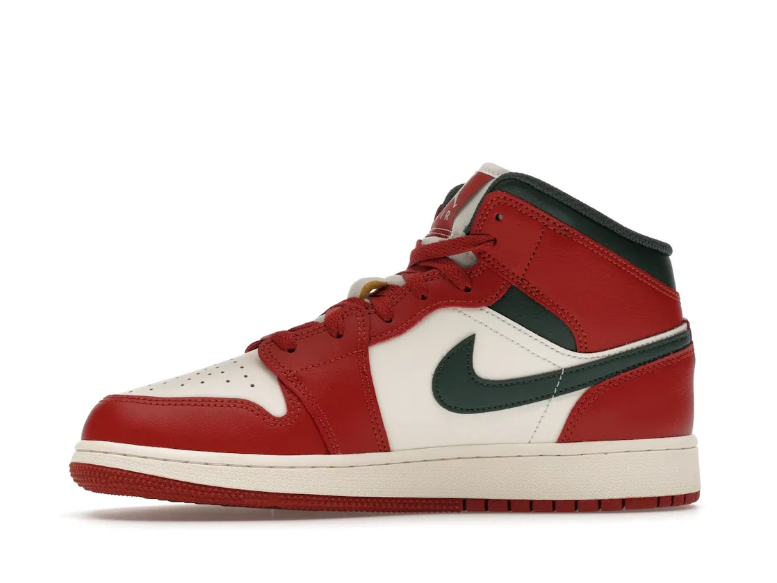 Детские кроссовки Lifestyle Jordan 1 Mid Jordan, Color: Sail Pure Platinum Redstone Midnight Green — фото 3