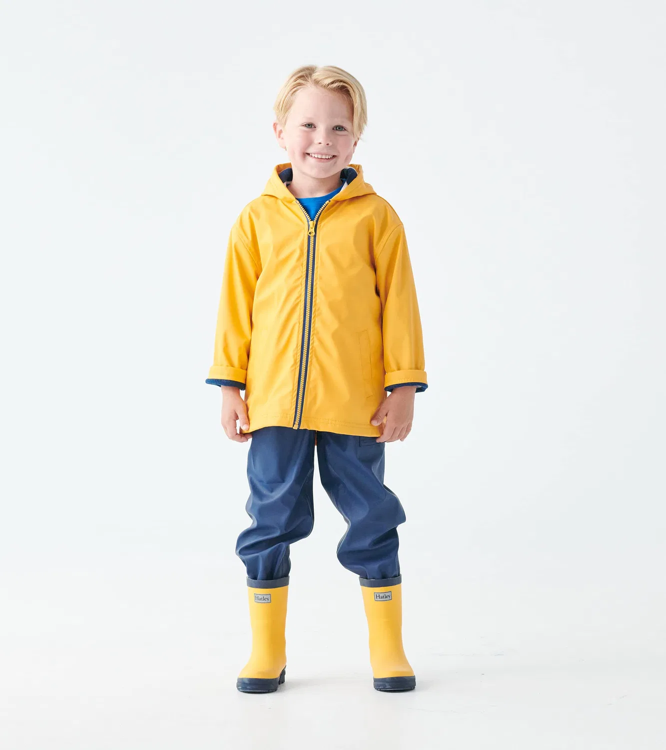 Детские резиновые сапоги для мальчиков Classic Rain Boot Hatley, Navy Yellow — фото 2