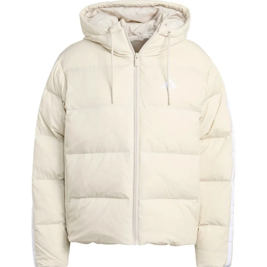 Пуховик с капюшоном Essentials Climawarm 3-Stripes adidas, Бежевый — фото 3