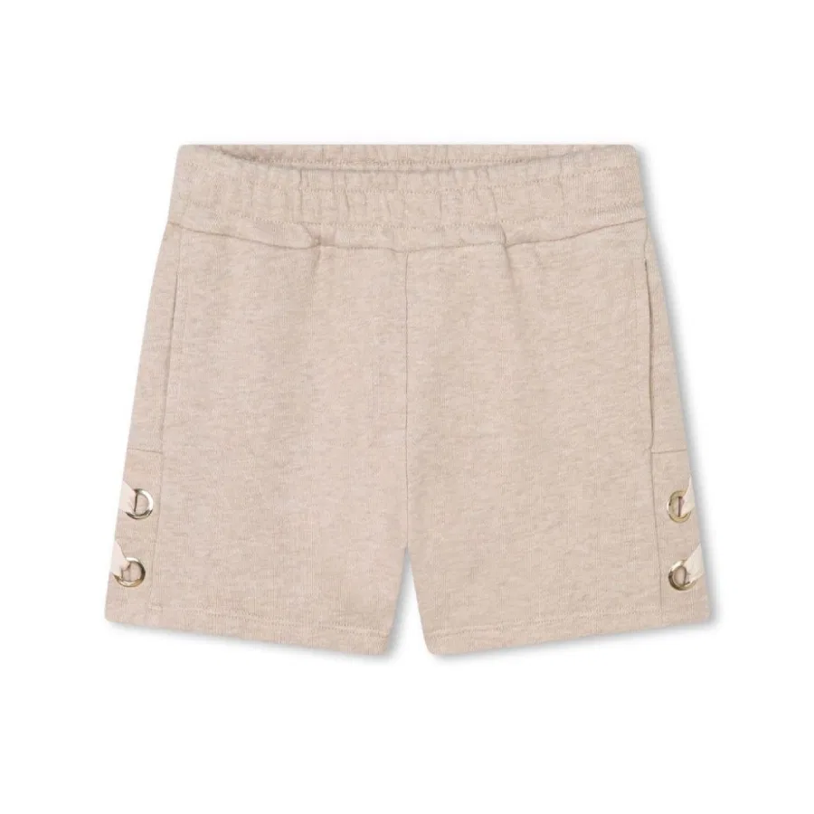 Шорты хлопковые с вышивкой Chloe Girls Logo Chloé, Beige