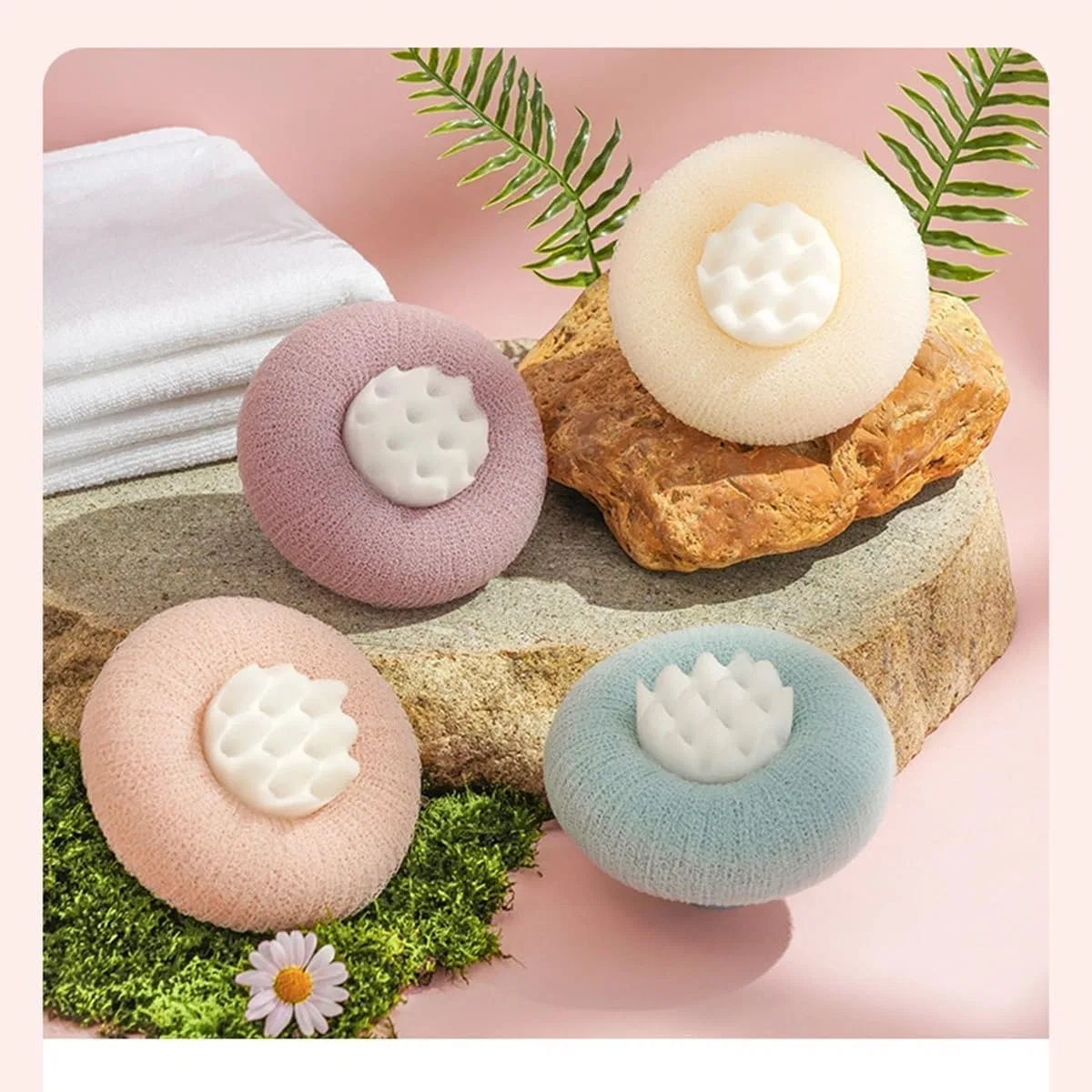 Мочалка для душа Sunflower Bath Ball, YAERLE, 4 шт., 11x9 см, Фиолетовый — фото 2
