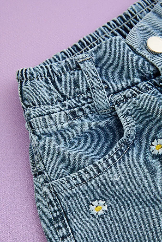 Детские шорты для девочек с вышивкой Fulla Moda, Ice Blue — фото 4