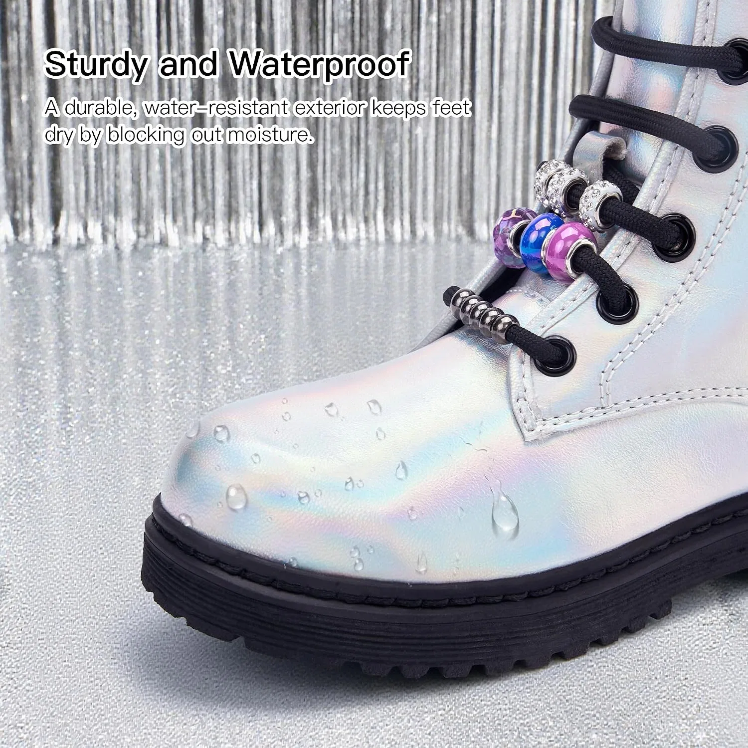 Детские ботинки для девочек с застежкой-молнией Stelle, Holograph Silver — фото 4
