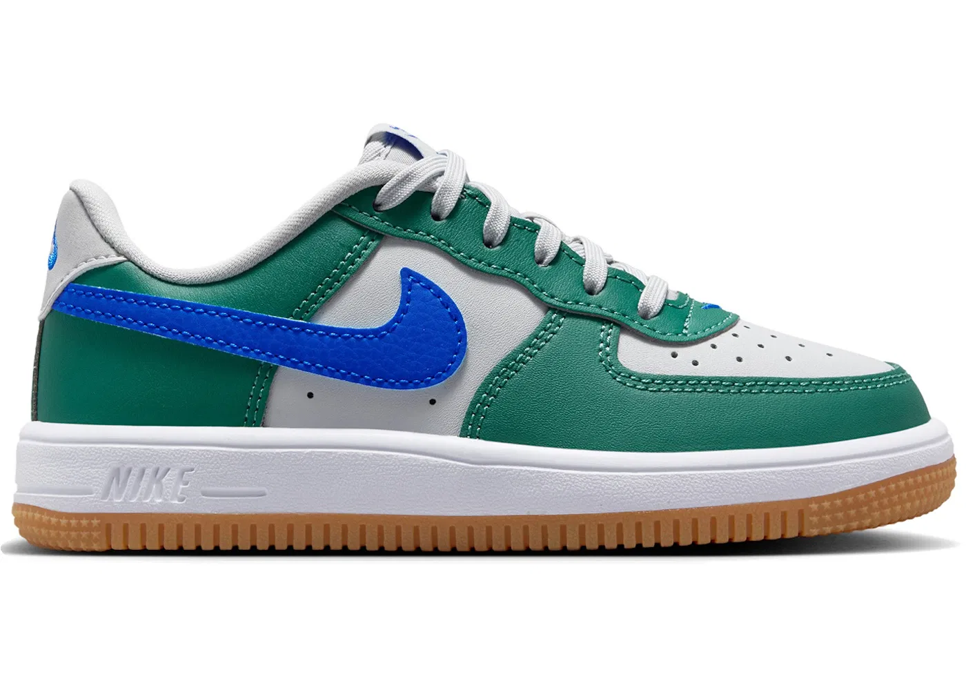 Детские кроссовки Lifestyle Nike Force 1 Low, Grey Fog/Evergreen Aura/White/Racer Blue