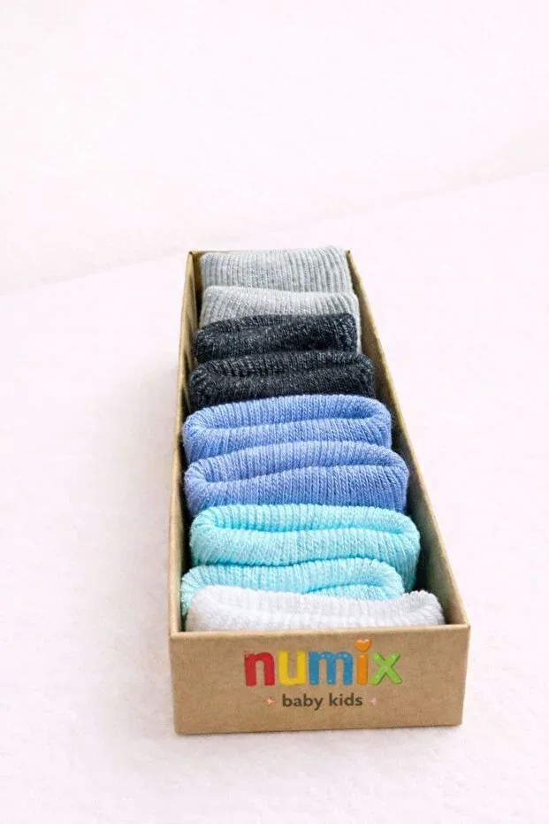 Детские носки хлопковые 5 пар Numix Baby Kids, White, Blue, Turquoise, Black, Gray — фото 4