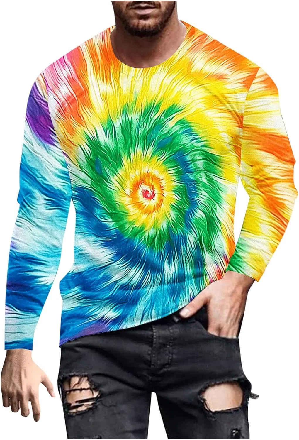 Мужская футболка с длинным рукавом Tie Dye, Yellow