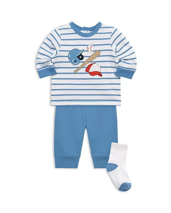 Детский комплект для мальчиков спортивный с принтом Baseball Jogger Set Little Me, синий — фото 2