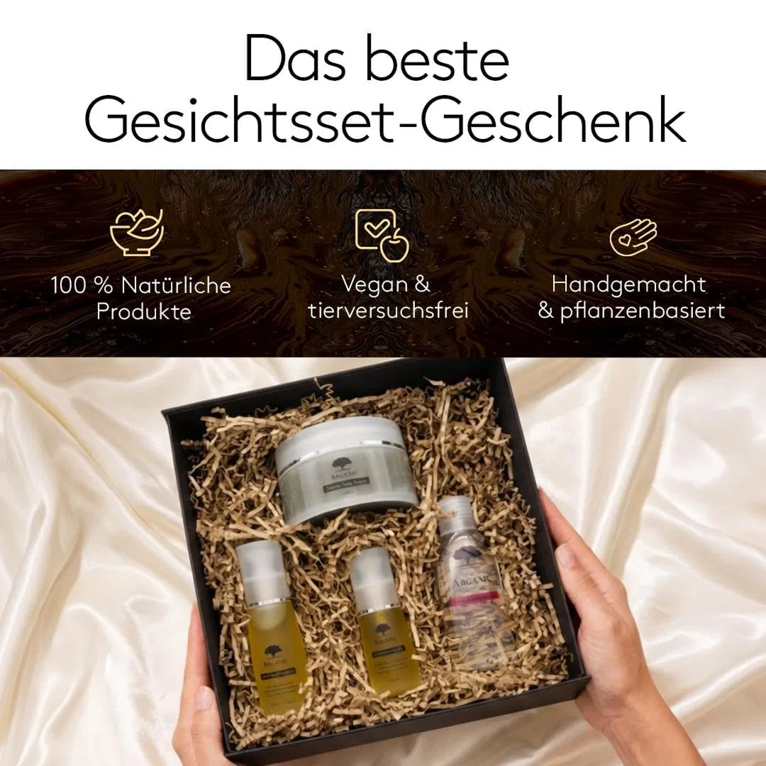 Набор для лица Argan Winkel, Arganic, 4 предмета: черное мыло, масло кактуса, аргановое масло 50 мл, розовая вода — фото 2
