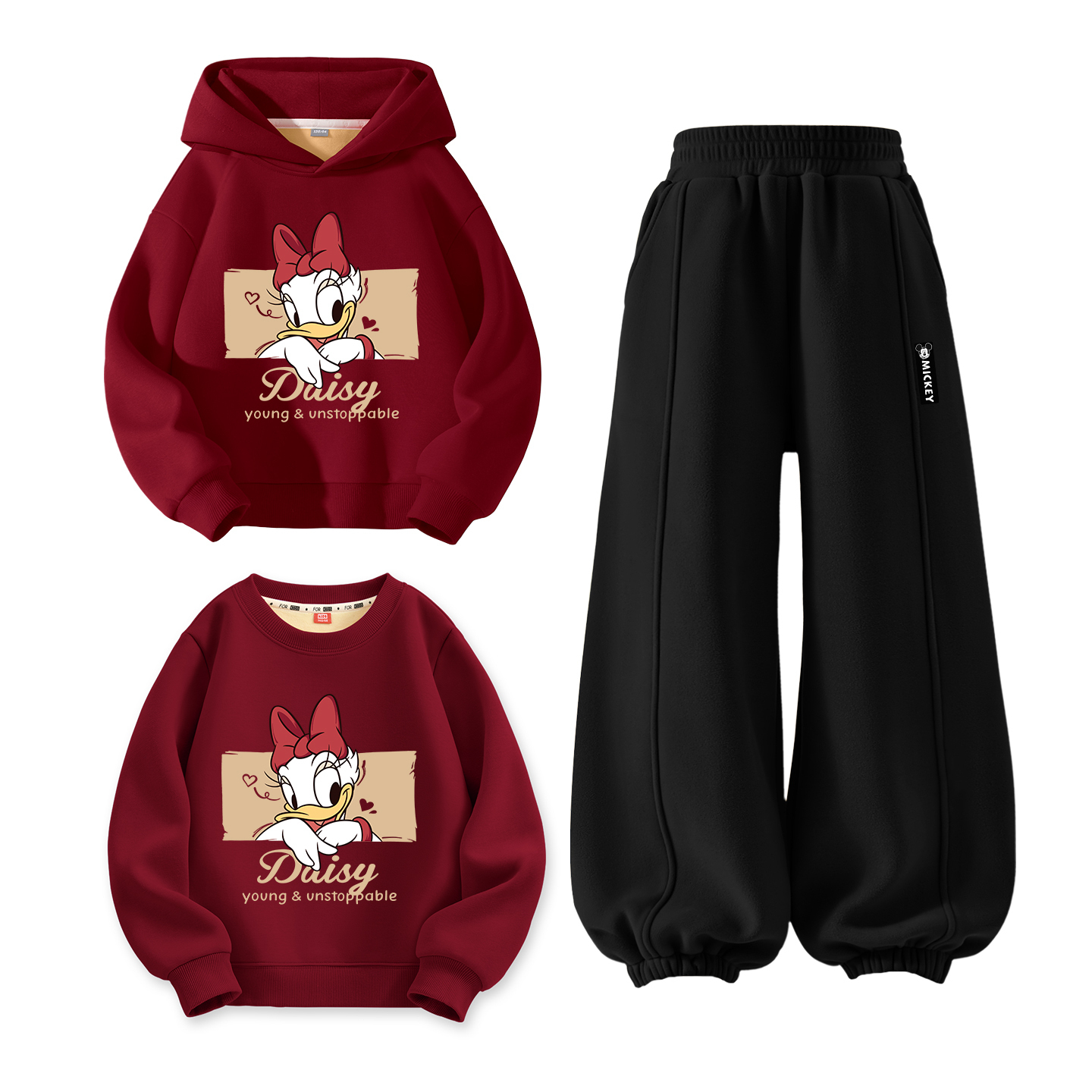 

Детский костюм Tang с круглым вырезом и толстым воротником Disney, [thickened and fleece-lined]dihe look бордовый+di joy k черный+dihe look бордовый