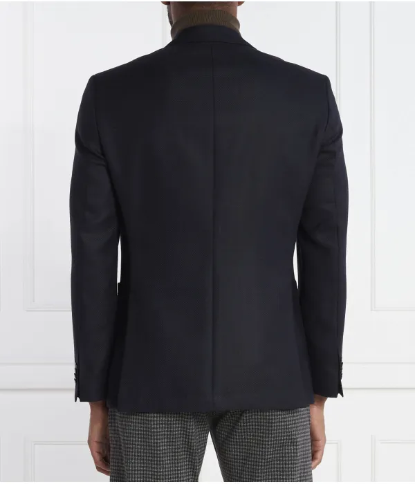 Элегантный шерстяной жакет h-janson Slim fit Boss, синий — фото 4