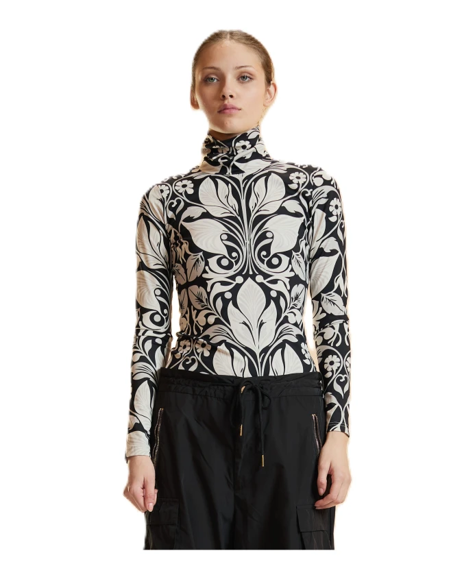 

Идеальный многослойный топ с высоким воротником Cynthia Rowley, черный