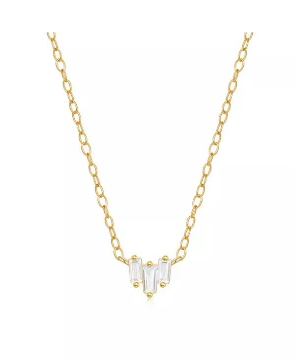 

Ожерелье из стерлингового серебра с покрытием из 18-каратного золота и тремя кубическими цирконами изумрудной огранки Hollywood Sensation, gold