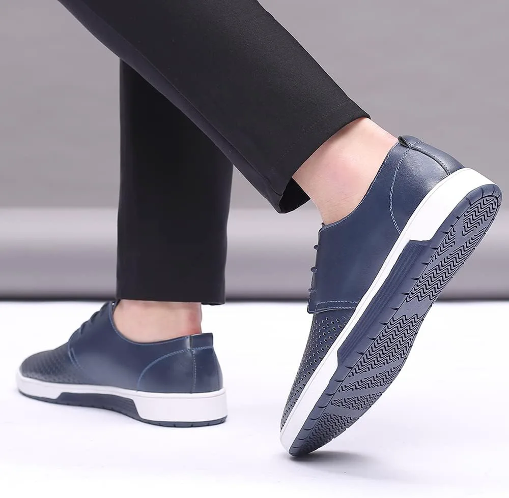 

Мужские летние туфли LLTMALL Oxford с вырезами, дышащие с шнуровкой, плоские кроссовки, синий