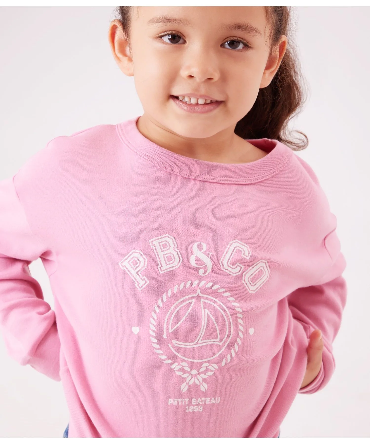 Детская футболка из мягкого рибана с классическим лого Petit BATEAU розовая