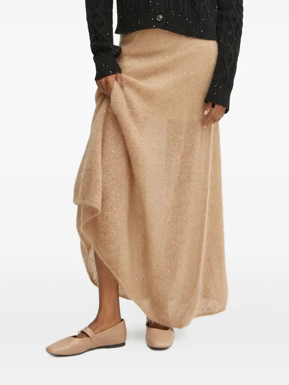 

Юбка макси, украшенная пайетками Liviana Conti, коричневый