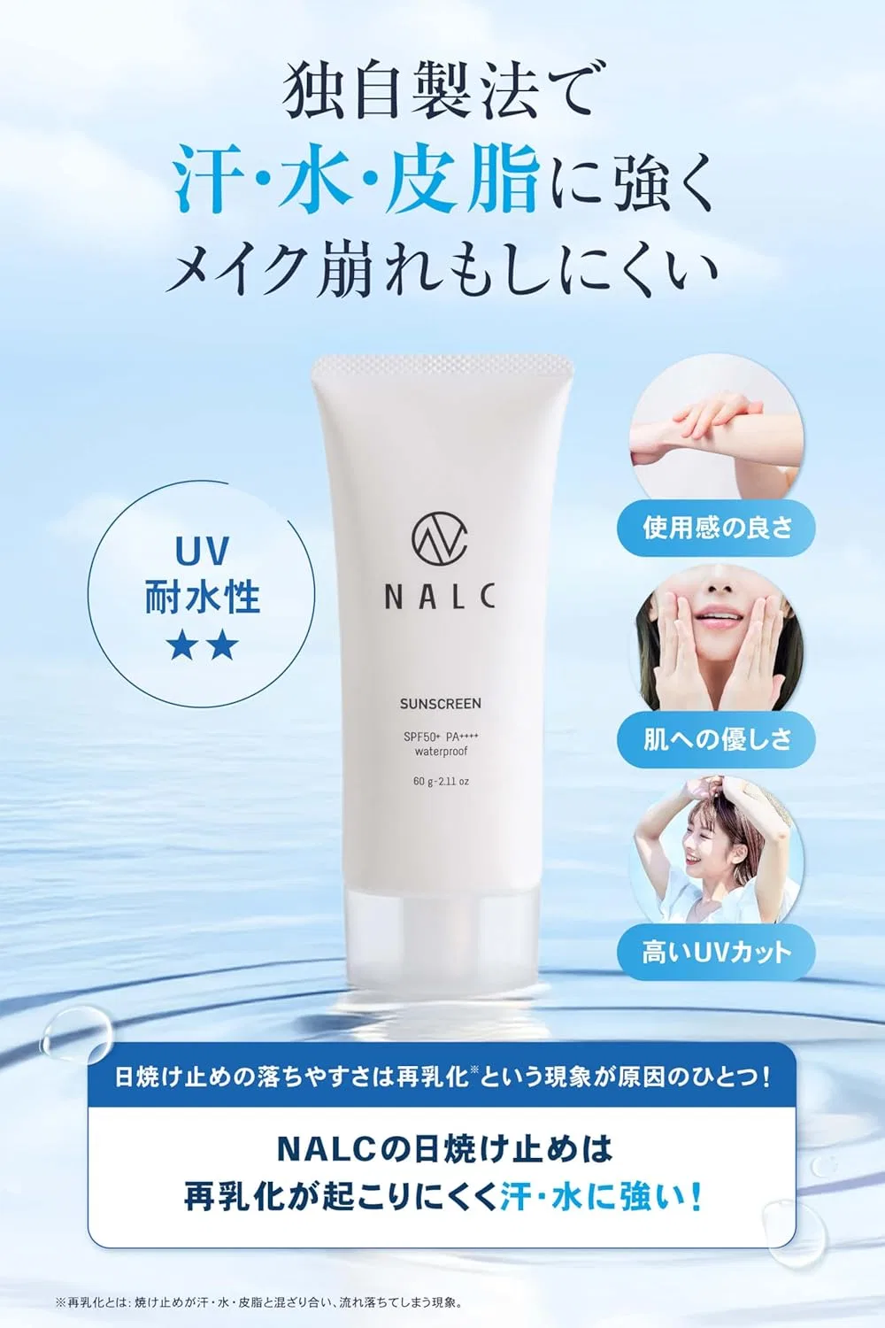 Солнцезащитный гель SPF 50+ PA++++ Waterproof NALC 60 г x 2 Naruk — фото 4