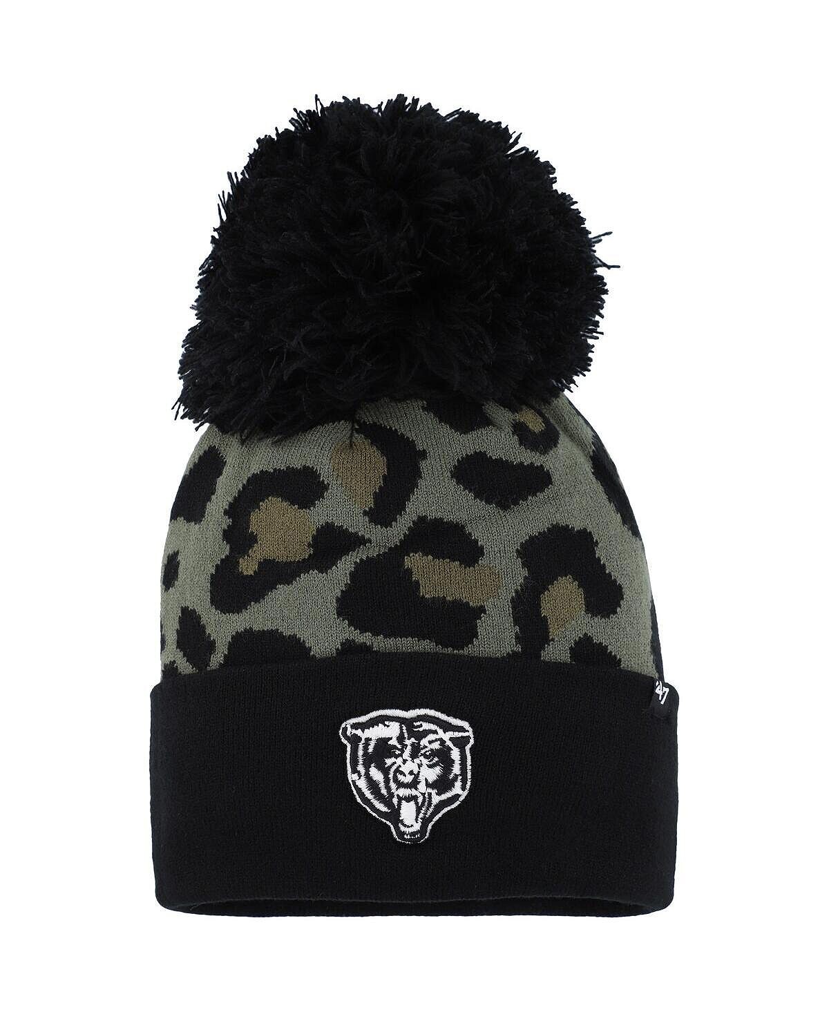 

Женская зелено-черная вязаная шапка Chicago Bears Bagheera с манжетами и помпоном '47 Brand
