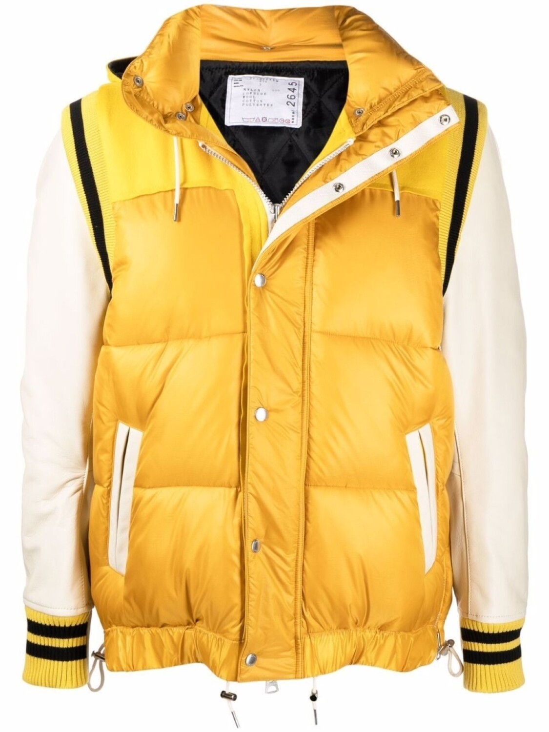 

sacai пуховик с контрастными рукавами, желтый