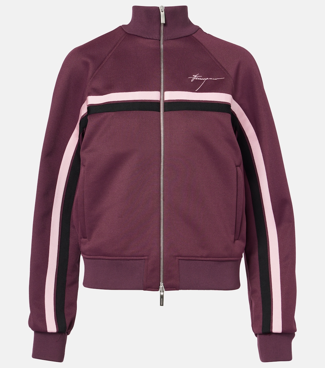

Полосатая трикотажная куртка с логотипом Ferragamo, Oxblood
