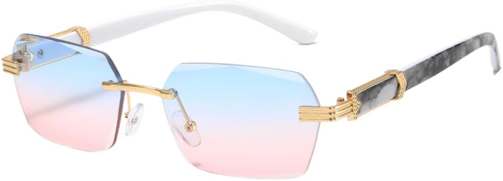 

Солнцезащитные очки UV400 для мужчин и женщин | Безободковые линзы с градиентным покрытием, маленькая оправа | Для вождения и занятий спортом на открытом воздухе generic, C8 Blue Pink