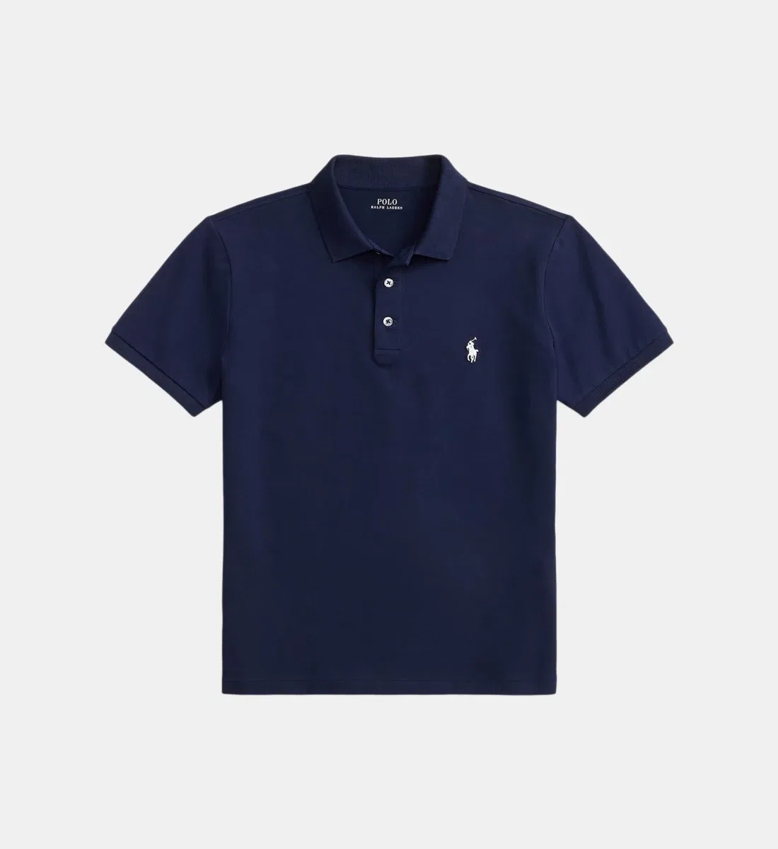 Фирменное прямое поло полуприлегающего кроя из хлопка POLO RALPH LAUREN, синий — фото 2