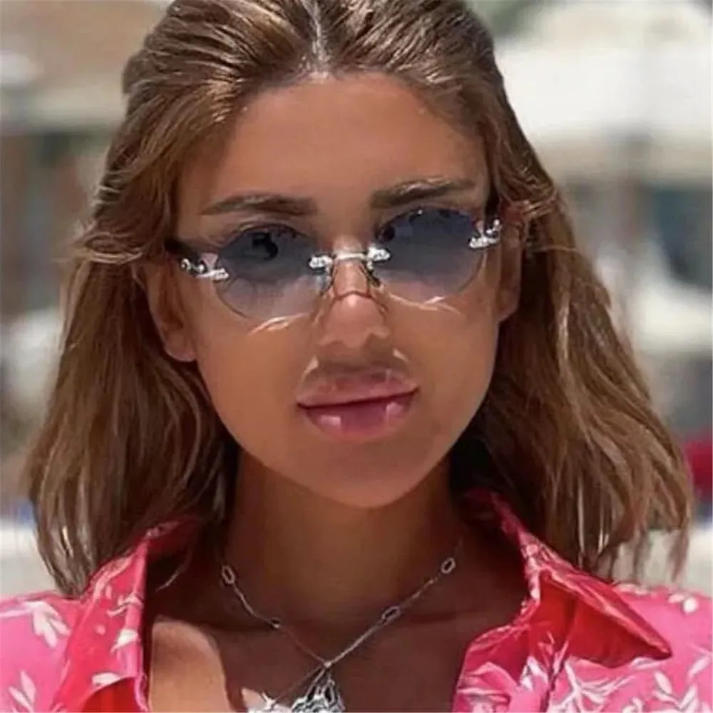 

Солнцезащитные очки UV400 без оправы, овальной формы, с плавным изменением цвета, для активного отдыха на природе, пляжного отдыха и путешествий UYPTK, Gray